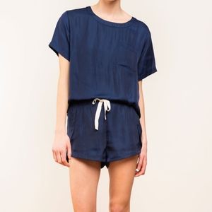 NWT Latte Love Tee & Tulip Satiny Short PJ Pajama Set in Navy sz L